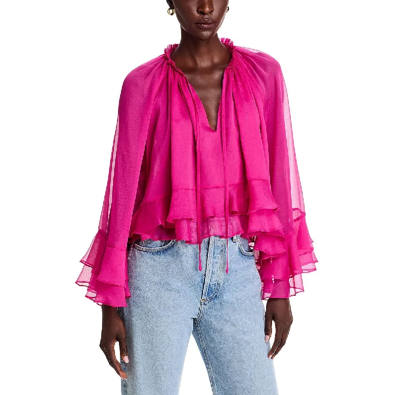 VNeckTopZenithWomens Ruffled V Neck Blouse