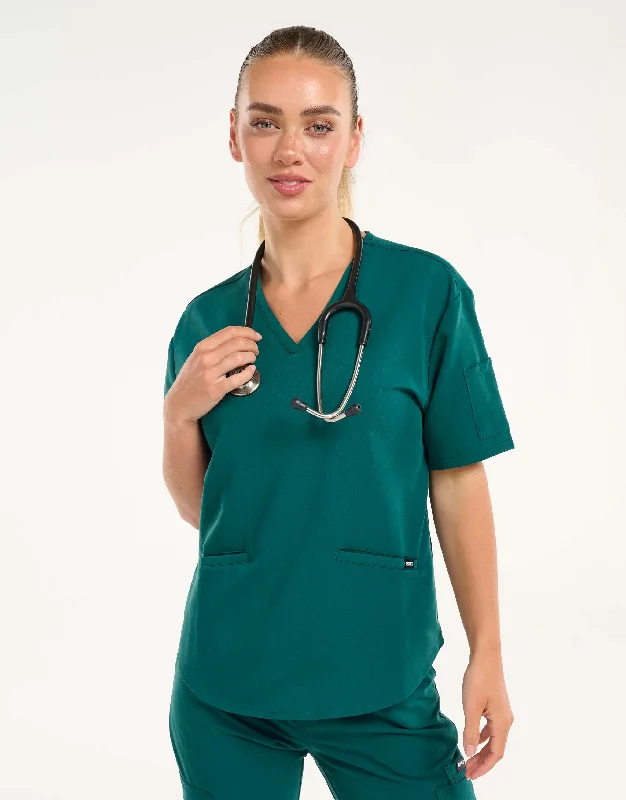 VNeckTopEmeraldAspire V Neck Scrub Top - Harbour Green