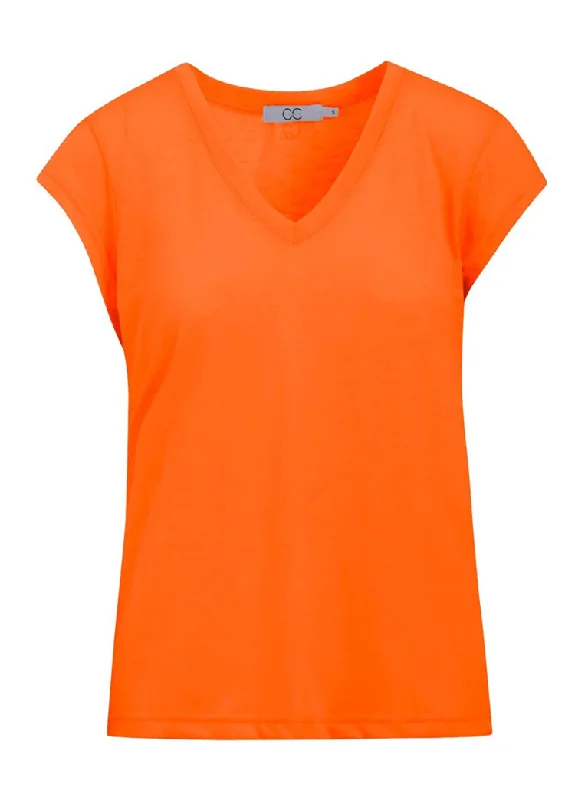 VNeckTopWaveCC Heart V-Neck T-Shirt Orange