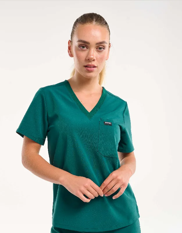 VNeckTopGoldEssential One Pocket V Neck Scrub Top - Harbour Green