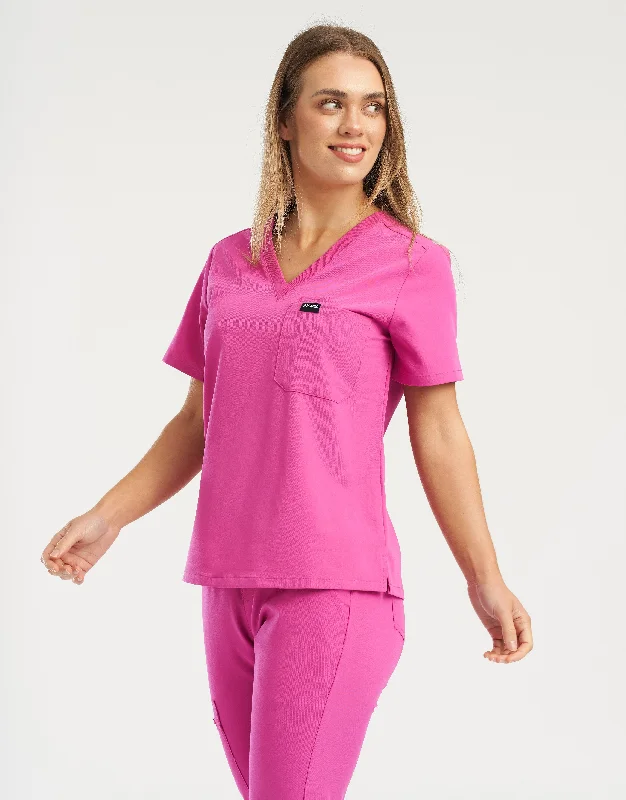 VNeckTopDragonEssential One Pocket V Neck Scrub Top - Just Pink