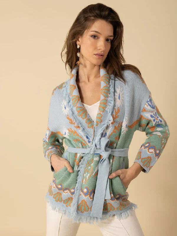 Hale Bob Irene Cardigan Turquoise