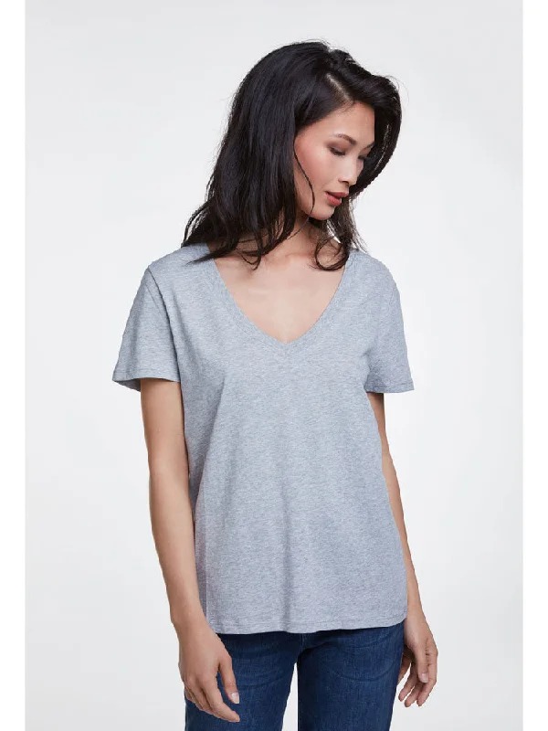 VNeckTopOasisOui V-Neck T-Shirt Grey