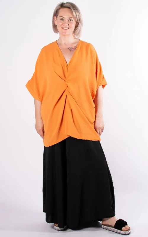 VNeckTopHiveWhoopi Twisted V-Neck Top | Orange