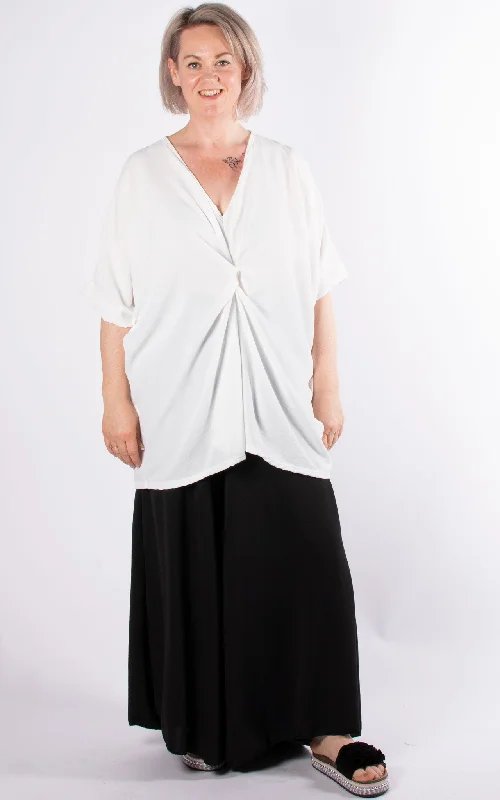 VNeckTopOrbitWhoopi Twisted V-Neck Top | White