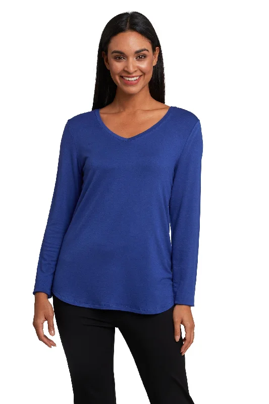 VNeckTopPeakBasic Solid Blue V-Neck