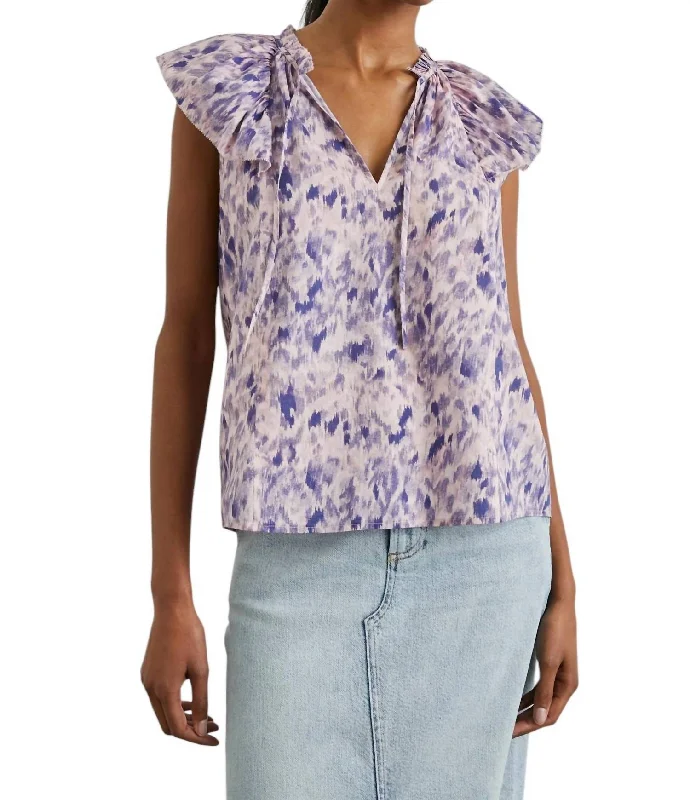 VNeckTopTerraKarysa V Neck Blouse In Pink Ikat