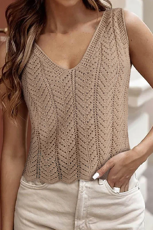 VNeckTopEliteOpenwork V-Neck knit Vest