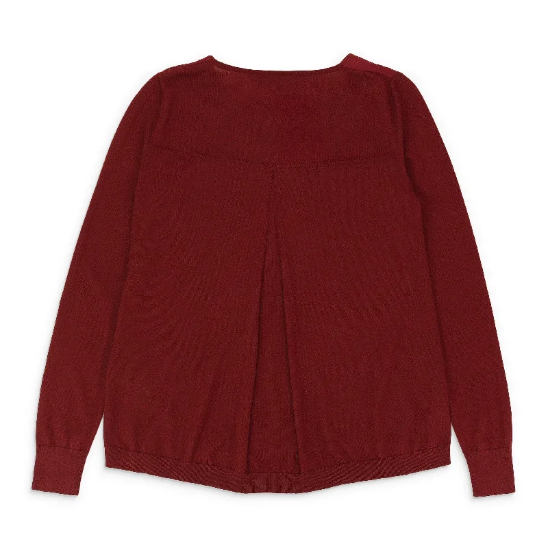 VNeckTopPegasusSILK V-NECK BURGUNDY BLOUSE