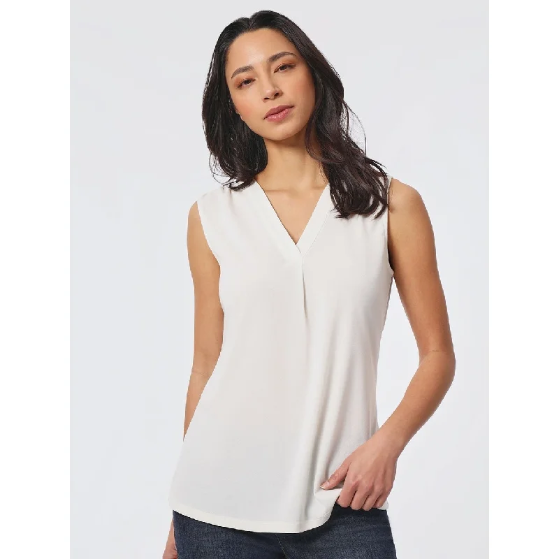 VNeckTopCentaurSleeveless V-Neck Pleat Front Blouse