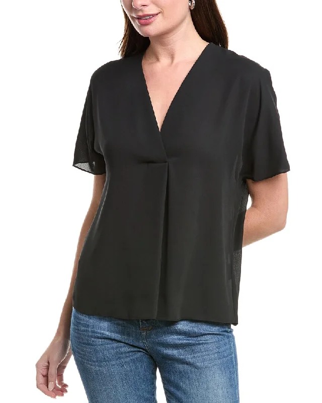 VNeckTopSparkVince Crepe V-Neck Blouse