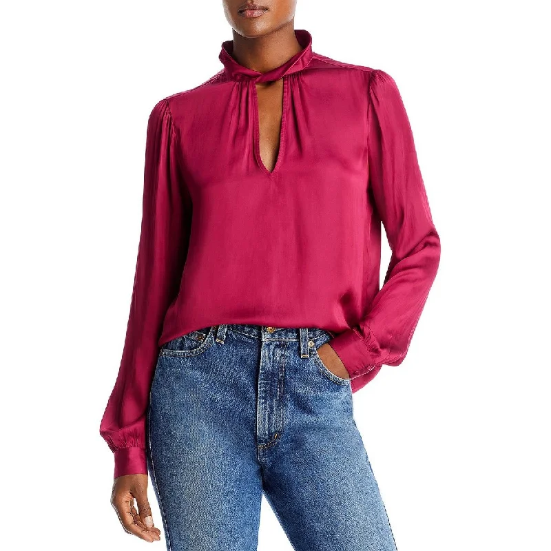 VNeckTopSummitWomens Twist Collar V-Neck Blouse